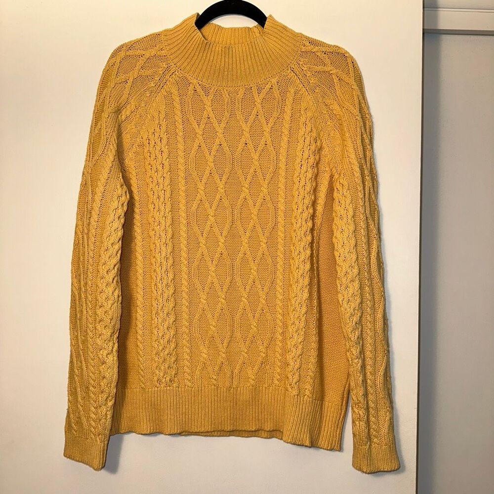 Preswick & Moore Women’s XL Turtleneck Long Sleeve Sweater Cable Knit Gold NWT